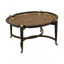 Maitland-Smith 8108-33 - Suave Cocktail Table, Black, Oak, Brass Accents, 40"W 8108-33