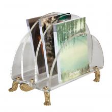 Maitland-Smith 8112-13 - Tortoise Magazine Rack, Clear Acrylic, Polished Brass, 21"W 8112-13