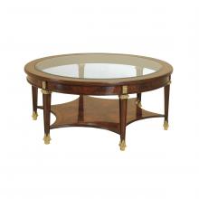 Maitland-Smith 8112-33 - Senary Cocktail Table, Mahogany, Clear Glass Top, Brass Accents, 52"W 8112-33