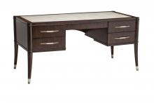 Maitland-Smith 8113-53 - Parchment Desk, Ebony Wood, Parchment Leather Inlay, Shell & Champagne Silver Accent