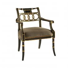 Maitland-Smith 8125-41 - Regency Armchair, Black, Taupe Velvet Upholstery, Gold Accents, 35"H 8125-41