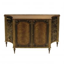 Maitland-Smith 8135-51 - Chinoiserie Chest, Rosewood, Antique Gold, Black Chinoiserie Motif, 56"W 8135-51