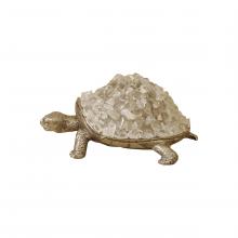 Maitland-Smith 8139-10 - Rocky Turtle Sculpture, Antique Aluminum, Crystal, 9"W 8139-10