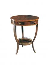 Maitland-Smith 8139-32 - Circulo End Table, Light Mahogany, Antique Brass Accents, 24"W 8139-32