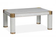 Maitland-Smith 8139-33 - Karl Cocktail Table, Oslo Gray , Brass Accents, 42"W 8139-33
