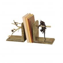 Maitland-Smith 8141-12 - Pursuit Bookends, Cast Brass, Gold Base, 10"W 8141-12