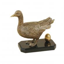 Maitland-Smith 8158-10 - Golden Goose Sculpture, Antique Bronze, Black Base, 11"W 8158-10