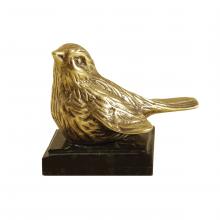 Maitland-Smith 8225-10 - Chirp Paperweight, Cast Brass, Black Base, 4"W 8225-10