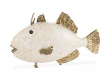 Maitland-Smith 8291-40 - Trigger Fish Sculpture, White, Brass, 20"W 8291-40