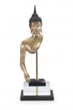 Maitland-Smith 8296-10 - Buddha Figure Sculpture, Brass, Acrylic Base, 8"W 8296-10