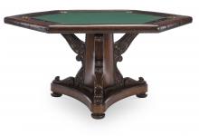 Maitland-Smith 8299-31 - Poker Table, Dark Antique Lido Mahogany, Green Felt, Antique Brown Leather, 56.75"W 8299-31