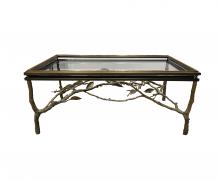 Maitland-Smith 8302-33 - Twig Cocktail Table, Antique Brass, Glass Top, 48"W 8302-33