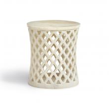 Maitland-Smith 8375-32 - Diamond Fret Side Table, White, 21"H 8375-32