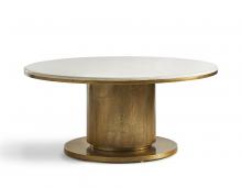 Maitland-Smith 8377-33 - Halo Console Table, Satin Brass, Australian White Marble Top, 44"W 8377-33