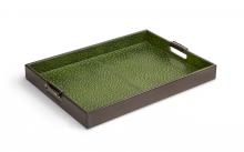 Maitland-Smith 8399-25 - Carmine Tray, Ostrich Green Leather, Black Leather, 23"W 8399-25