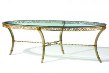 Maitland-Smith 88-0103 - Bolero Cocktail Table, Burnished Silver, Venetian Gold, Glass Top, 67.5"W 88-0103