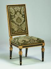 Maitland-Smith 88-0245 - Grand Traditions Side Chair, Bombay Mahogany, Venetian Gold Trim, Glaze Copper Upholster