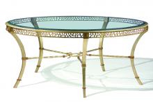 Maitland-Smith 88-0300 - Bolero Cocktail Table, Burnished Silver, Venetian Gold, Glass Top, 50"W 88-0300