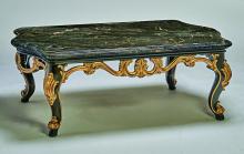 Maitland-Smith 88-0401 - Grand Traditions Cocktail Table, Bombay Mahogany, Venetian Gold, Polished Michelangelo Marble Top