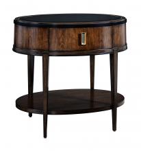 Maitland-Smith 88-0413 - Lyric Nightstand, Cherry, Black Painted Glass Top, Satin Brass Accents, 32"W 88-0413