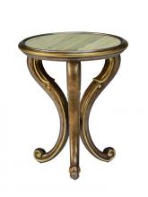 Maitland-Smith 88-0430 - Majorca Side Table, Brown, Polished Silver Travertine Top, 24"H 88-0430