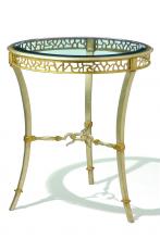 Maitland-Smith 88-0530 - Bolero Side Table, Burnished Silver, Venetian Gold, Glass Top, 24"H 88-0530