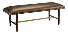 Maitland-Smith 88-0548 - Lyric Bench, Kenji Dune Upholstery, Black, Satin Brass, 57"W 88-0548