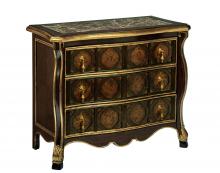 Maitland-Smith 88-0612 - Majorca Chest, Havana Wood, Aged Venetian Trim, Polished Madeira Marble Top, Antique Brass