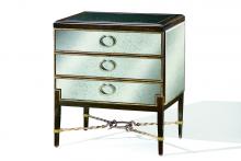 Maitland-Smith 88-0712 - Bolero Nightstand, Himalaya White Beechwood, Deco Silver, Antique Mirror, Polished Nickel & Brass