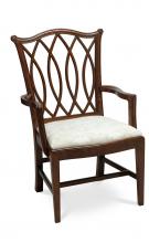 Maitland-Smith 89-0202 - Patron Armchair, Mahogany, Off-White Seat, 39"H 89-0202