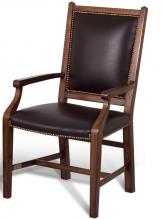 Maitland-Smith 89-0203 - Studio Armchair, Wood, Antique Brown Leather, 41.75"H 89-0203