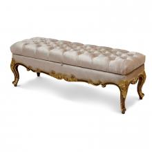 Maitland-Smith 89-0502 - Queen's Blanket Bench, Tan Upholstery, Gold Accents, 57"W 89-0502