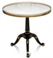 Maitland-Smith 89-1003 - Eclipse Accent Table, Ivory Top, Ebony, Mirror Back, Brass Accents, 29"W 89-1003