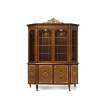 Maitland-Smith 89-1205 - Finneas Display Cabinet, Myrtlewood, Gold & Brass Accents, Glass Doors, 72"W 89-1205