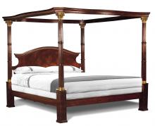 Maitland-Smith 89-1304 - Vordach Open Canopy Bed, King, Mahogany, Brass Accents, 98"W 89-1304