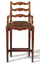 Maitland-Smith 89-1502 - Morale Bar Stool, Wood, Antique Brown Leather, 47"H 89-1502