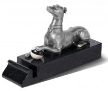 Maitland-Smith 89-1606 - Stately Greyhound Card Holder, Nickel, Black Base, 3"W 89-1606