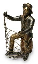 Maitland-Smith 89-1702 - Fisherman's Wine Holder, Brass, Walnut, 5.6"W 89-1702