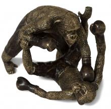 Maitland-Smith 89-1801 - Sparring Chimpanzees Sculpture, Brass, 4"W 89-1801