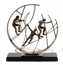 Maitland-Smith 89-1812 - Dynamic Climbers Sculpture, Brass, Black, 10"W 89-1812