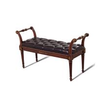 Maitland-Smith 89-2001 - Auter Bench, Mahogany, Antique Brown Leather, 15"W 89-2001