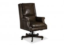 Maitland-Smith RA1083ST-CAL-MOL - Murphy Office Chair, Calvert Molasses Brown Leather, Wood, 46"H RA1083ST-CAL-MOL