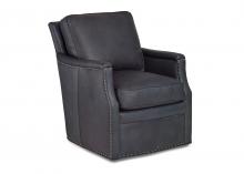 Maitland-Smith RA1165-S-WIM-SLA - Thompson Accent Chair, Wimberly Slate Gray Leather, 36"H RA1165-S-WIM-SLA