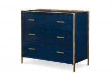 Maitland-Smith HM1287 - San Juan Chest, Azure Blue, Antique Gold, 40"W HM1287