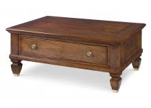 Maitland-Smith HM1332C - Calgary Cocktail Table, Walnut, Brass Accents, 44"W HM1332C