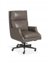 Maitland-Smith RA1299ST-QUA-PEW - Lail Office Chair, Quarry Pewter Gray Leather, Black, 44.5"H RA1299ST-QUA-PEW