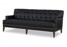 Maitland-Smith RA1411-3-AVA-BLA - Edgefield Sofa, Avalon Black Leather, Wood Feet, 82.5"W RA1411-3-AVA-BLA