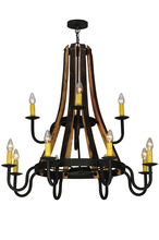 Meyda Green 136568 - 44"W Barrel Stave Madera 12 LT Two Tier Chandelier