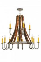 Meyda Green 147331 - 44"W Barrel Stave Madera 12 LT Two Tier Chandelier