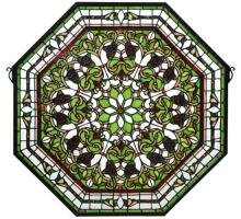 Meyda Black 107223 - 25"W X 25"H Floral Stained Glass Window